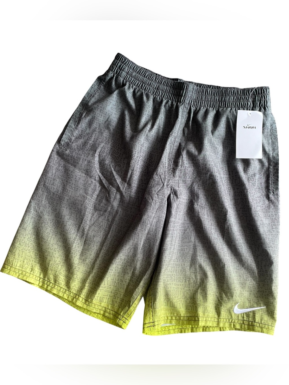 Nike Men’s Gray Atomic Green Gradient Swim Shorts | size Small